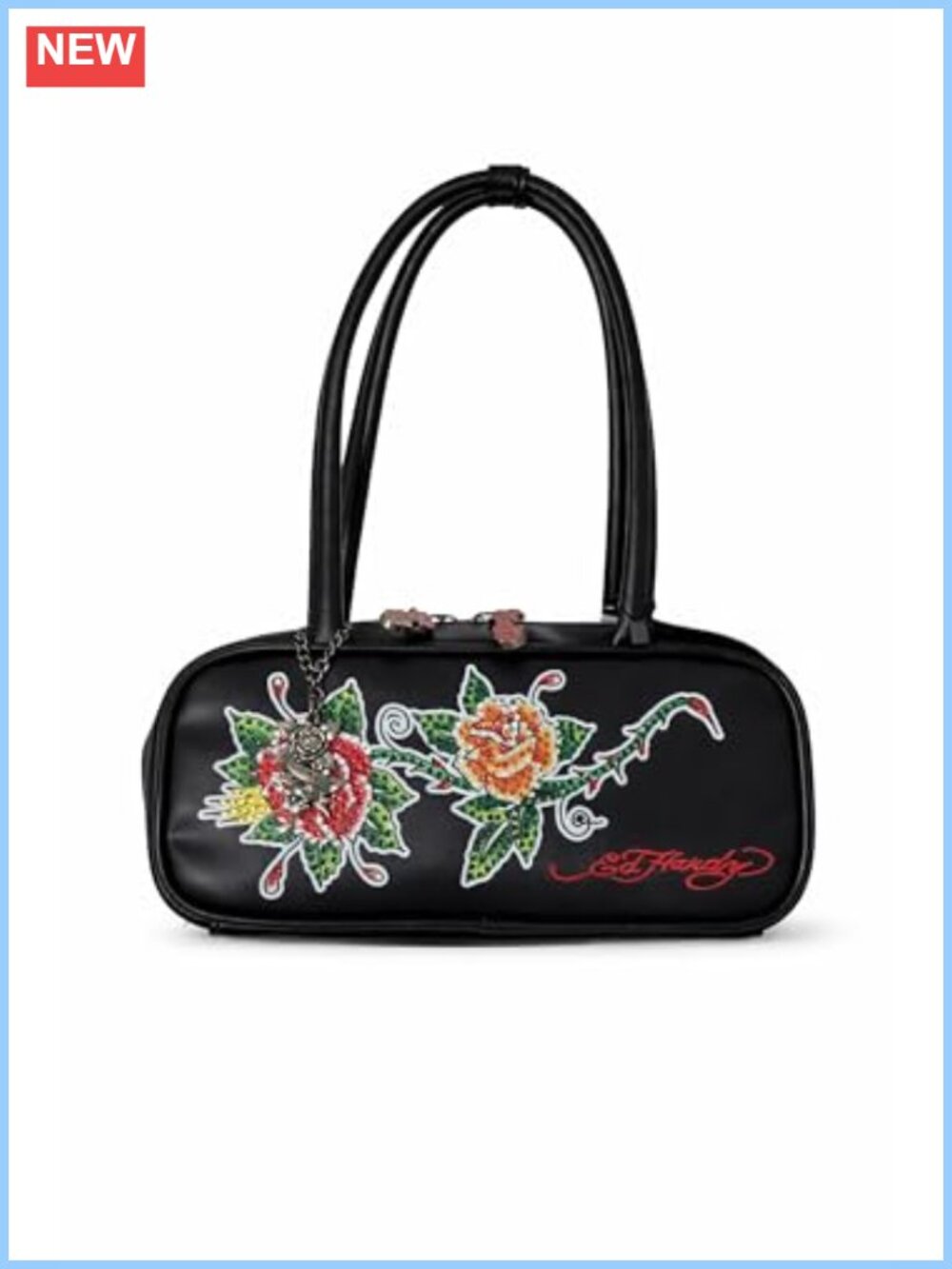 ED HARDY Skull Rose Tattoo Graphic Shoulder Handbag Vintage